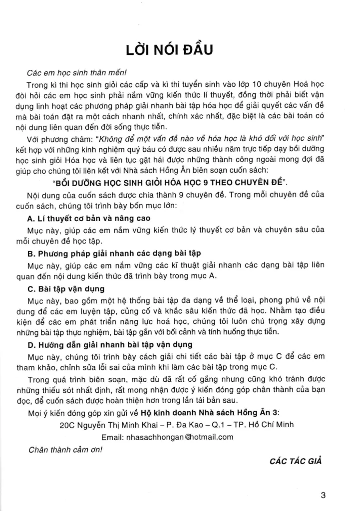 BỒI DƯỠNG HỌC SINH GIỎI HÓA HỌC LỚP 9 THEO CHUYÊN ĐỀ